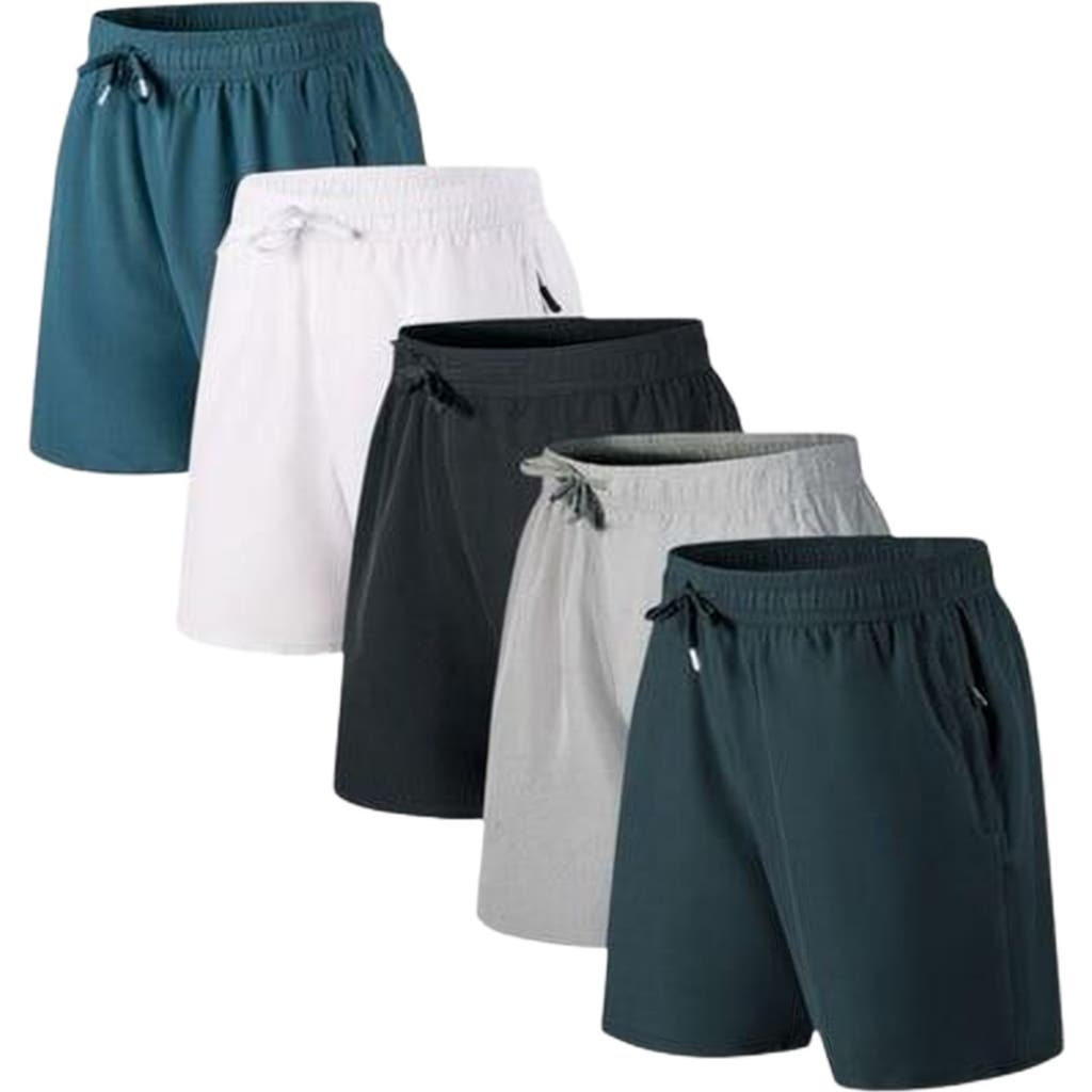 Benben Mens 5 Pack Zipper Pocket Gym Shorts In Multi