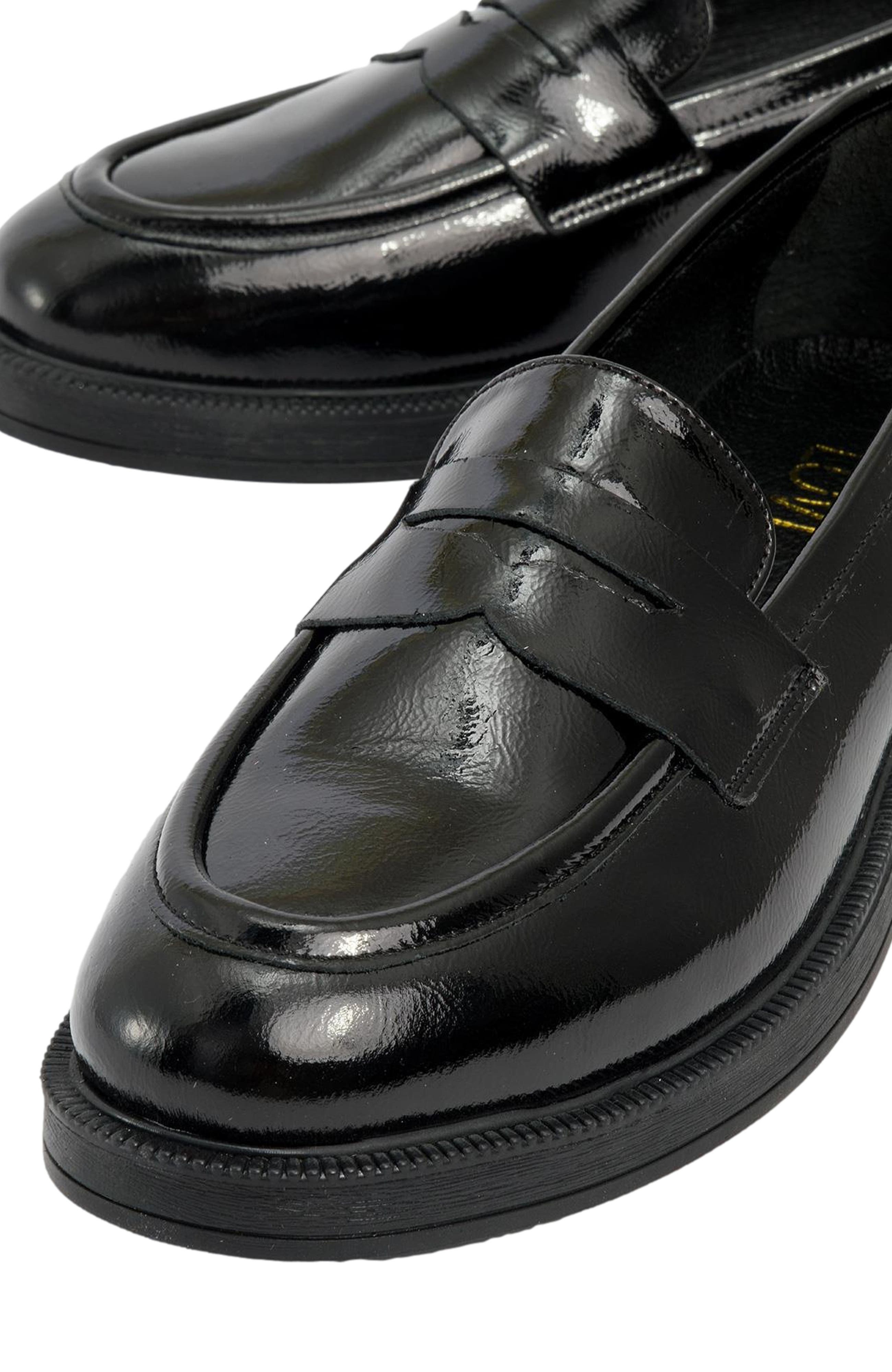 Forever & Always Shoes Bree Platform Penny Leather Loafer, Alternate, color, Black Patent Leather