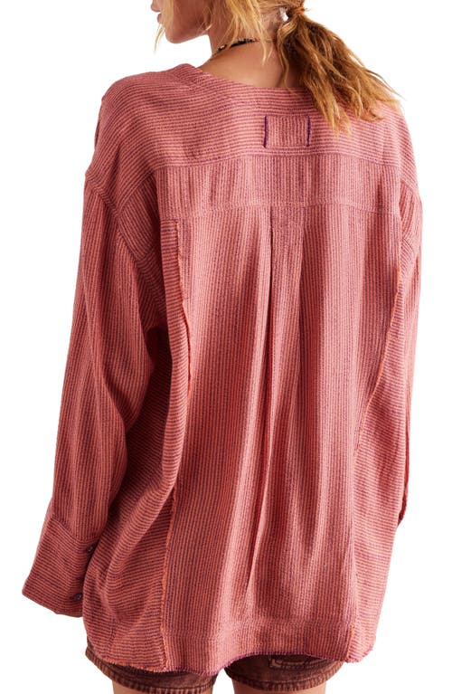 Free People By The Shore Oversize Top In Wine Combo