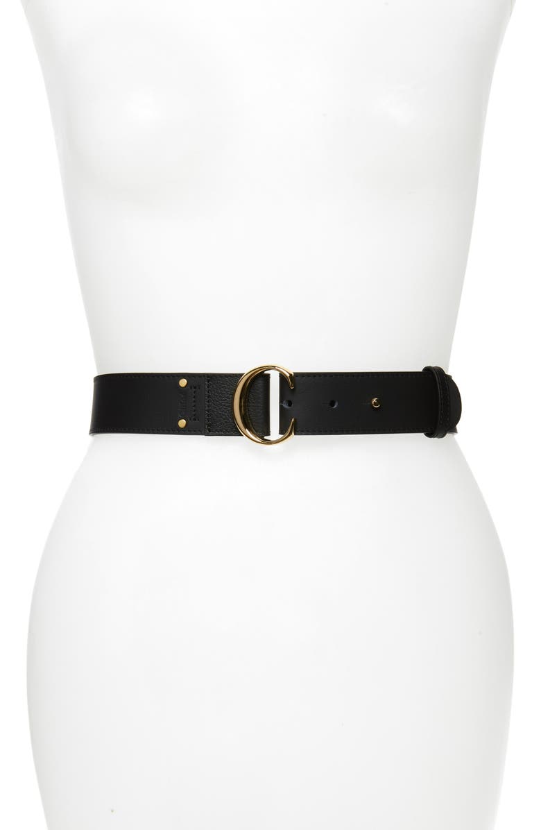 Chloé C-Buckle Leather Belt, Main, color, 