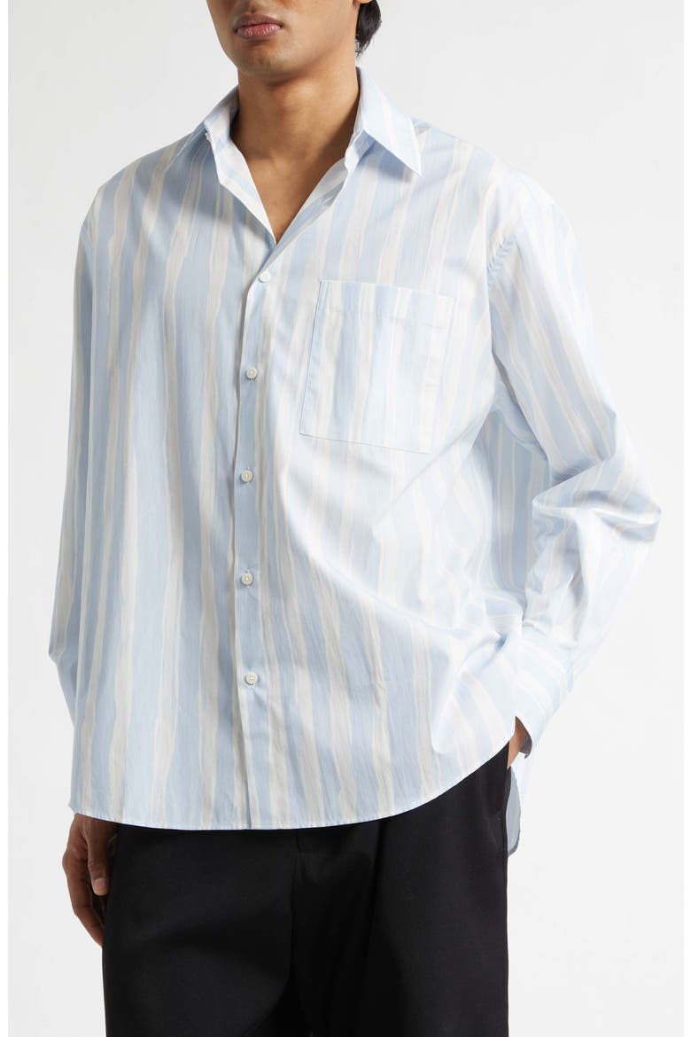 La Chemise Camargue Cotton Button-Up Shirt, Alternate, color, BLUE BEIGE GOUACHE PRINT