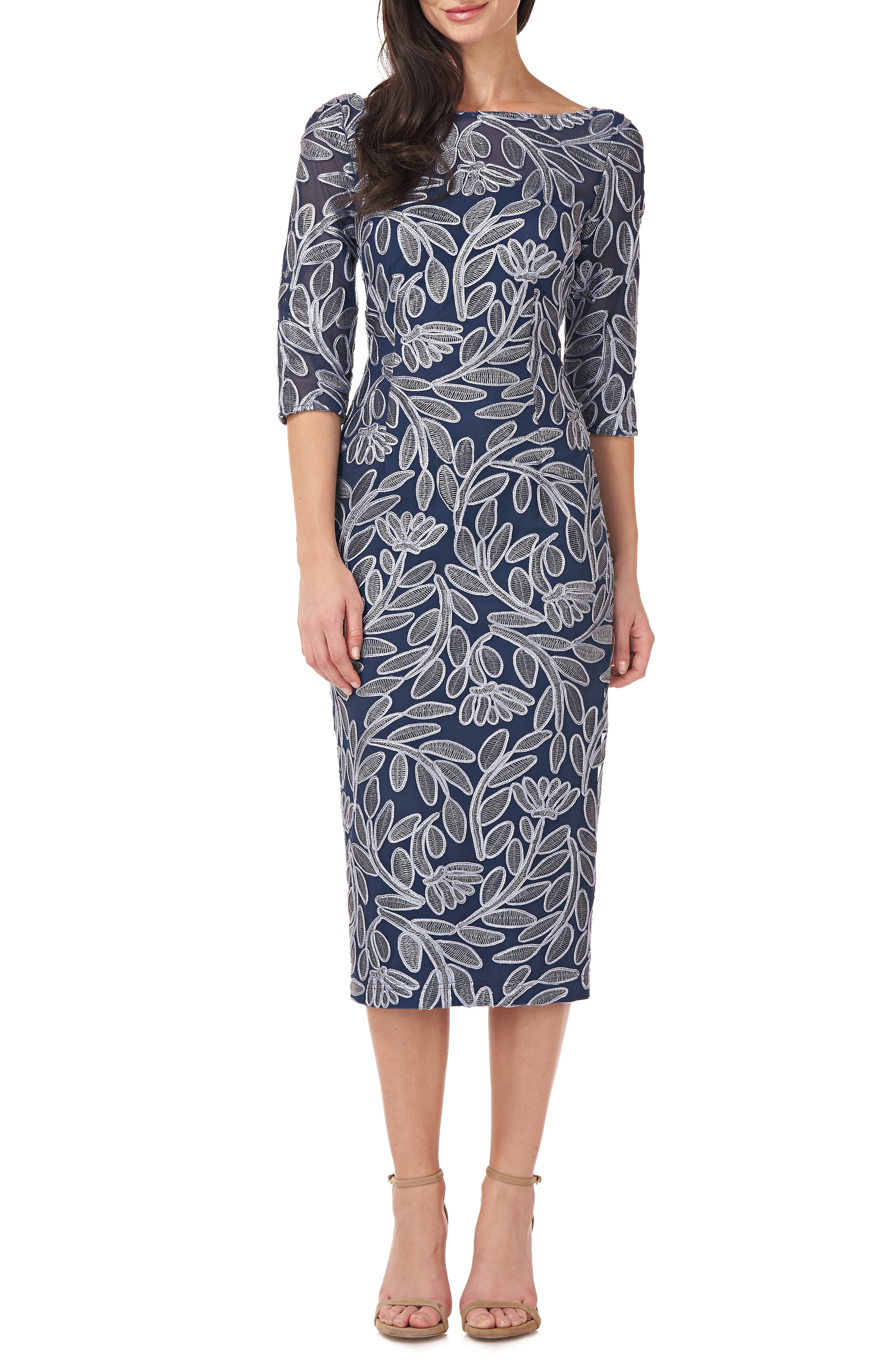JS Collections Floral Embroidered Cocktail Sheath (Women) | Nordstrom
