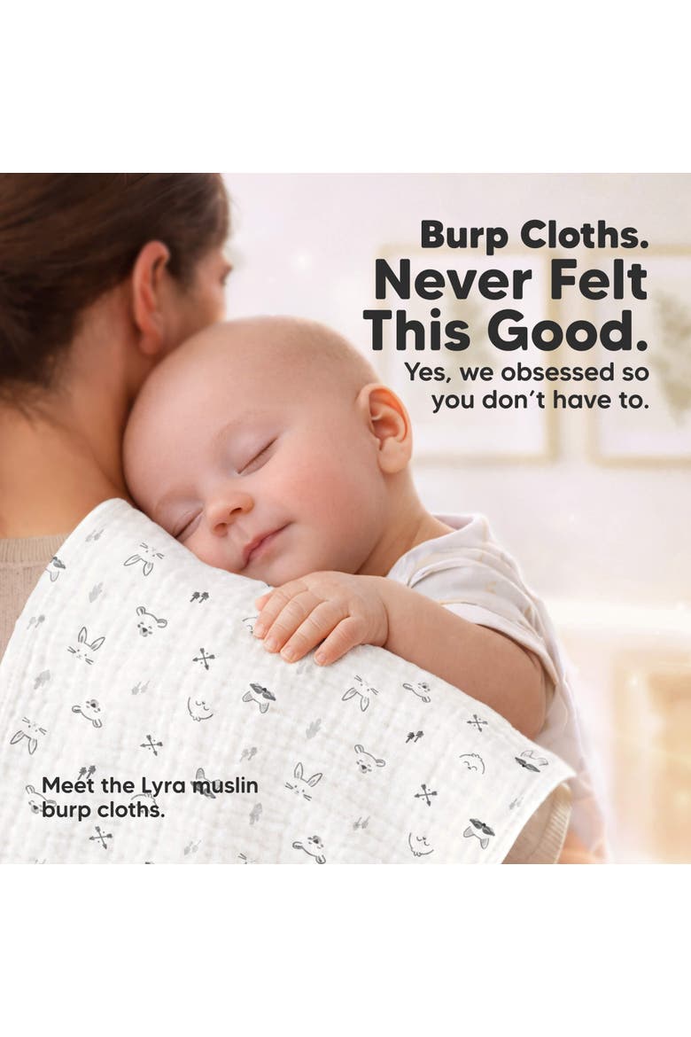 5-Pack Lyra Muslin Burp Cloths, Alternate, color, Nordic