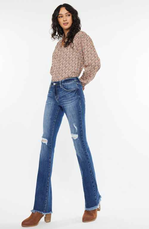 Kancan Mia Essentials Low Rise Baby Bootcut Jeans In Blue