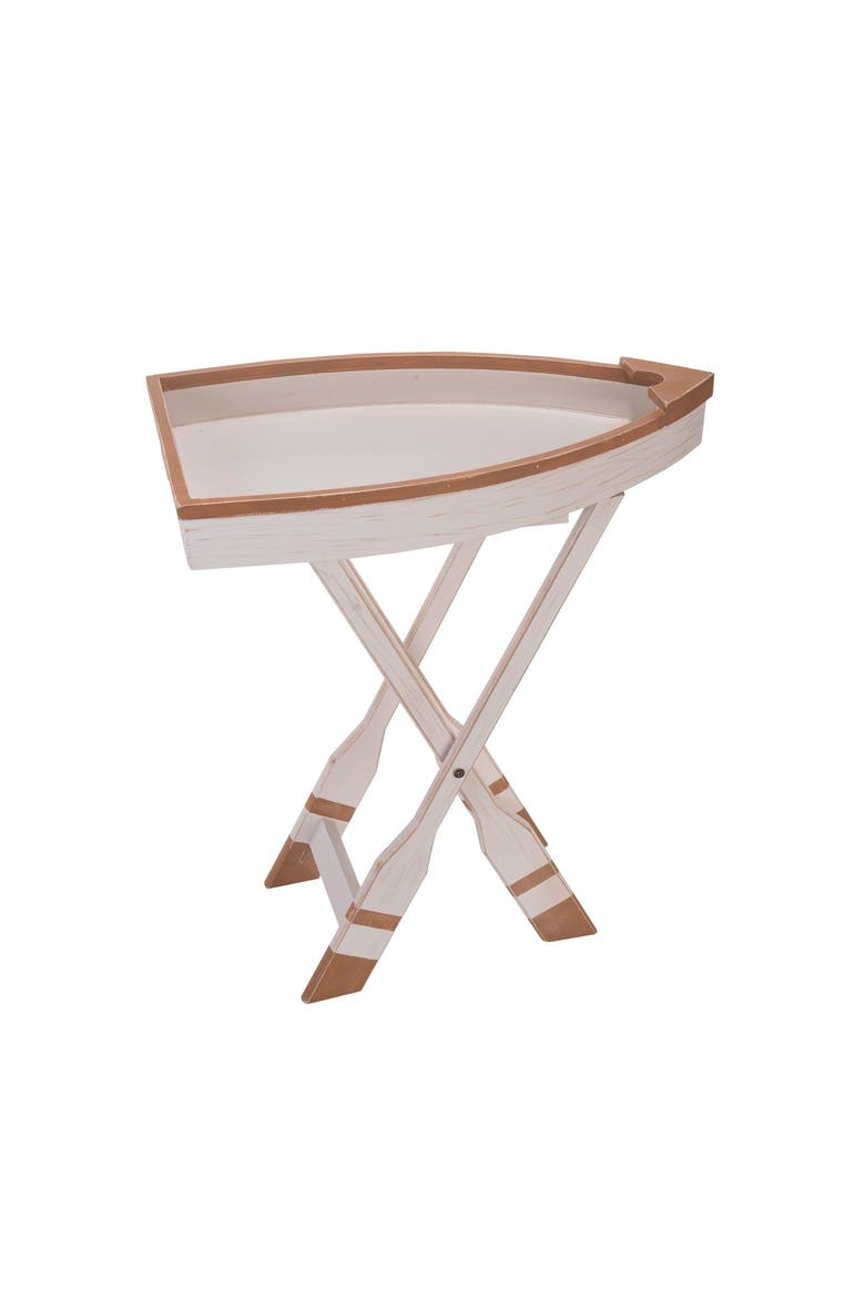 Wooden Row Boat Foldable Table Tray 22.8", Main, color, White