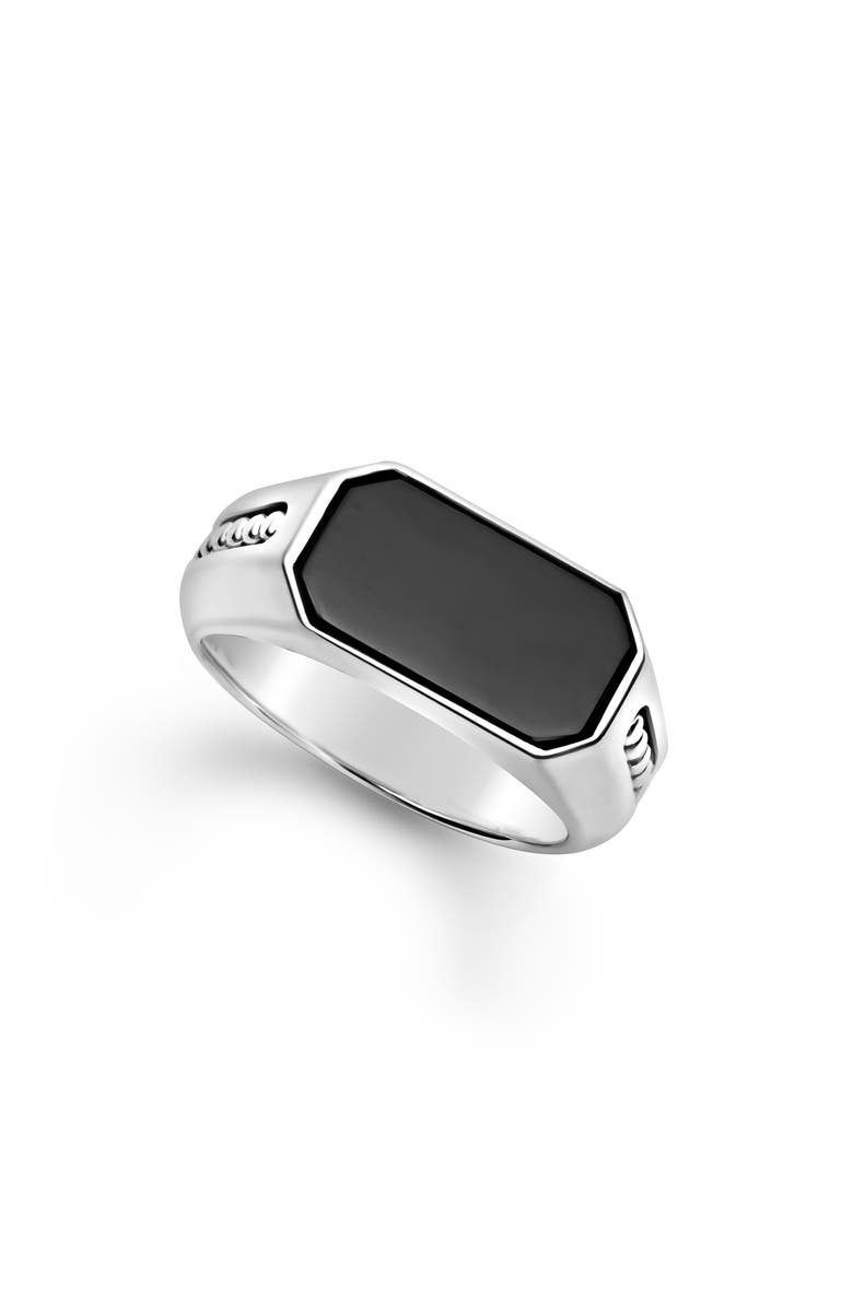 LAGOS Men's Anthem Onyx Signet Ring, Main, color, Onyx / Silver