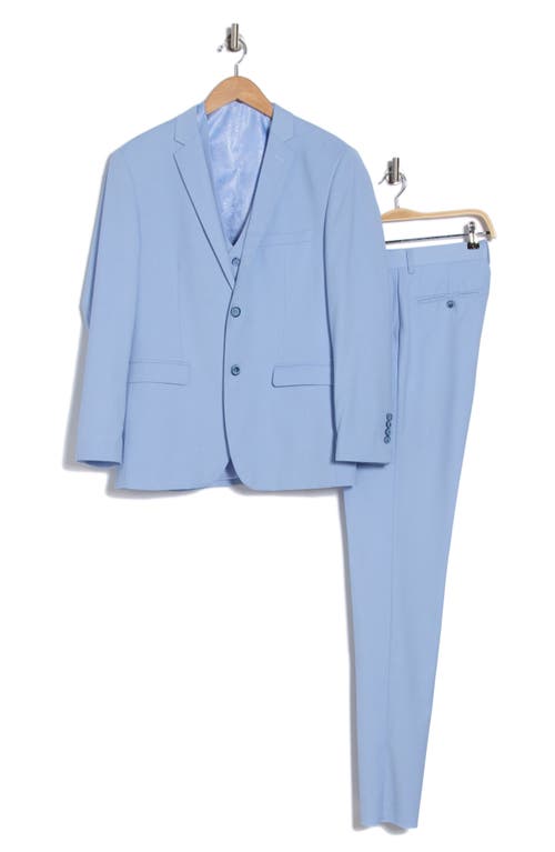 Gino Vitale Skinny Fit Solid Stretch Three Piece Suit In Sky Blue