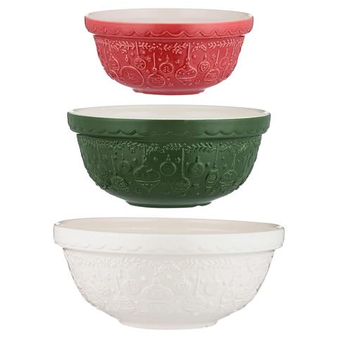 Deck The Halls 3 Piece Ceramic Mixing Bowl Set