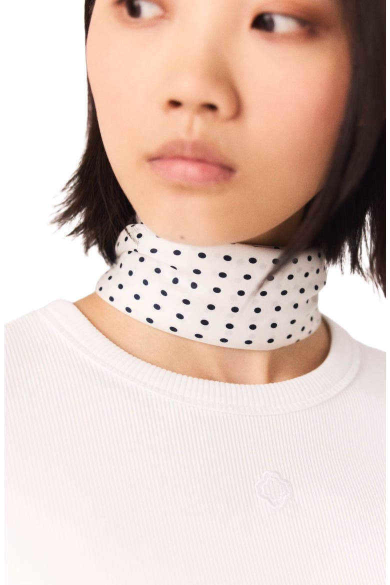 60x60 silk print bandana, Alternate, color, Navy dot bandana print