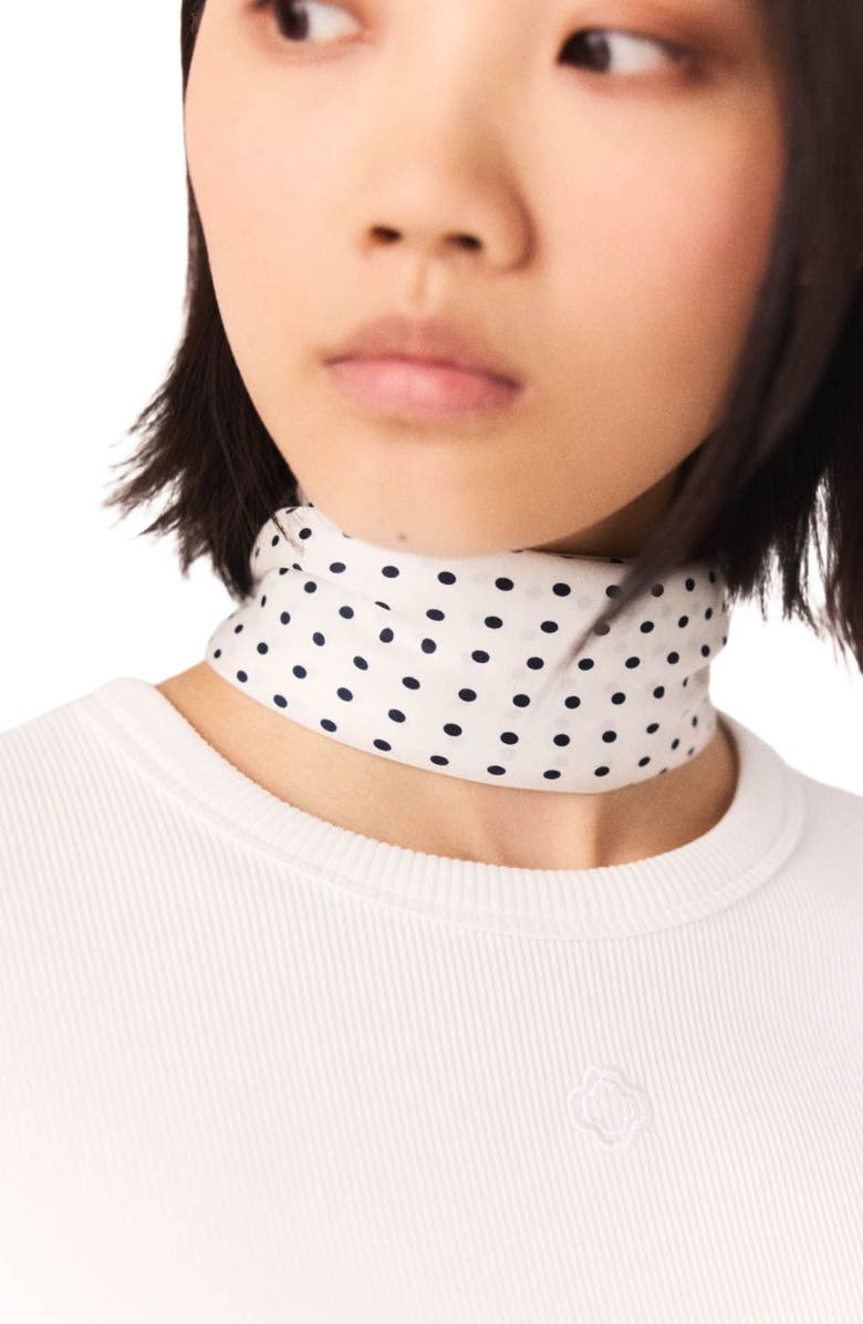 maje 60x60 silk print bandana, Alternate, color, Navy Polka Dot Bandana Print