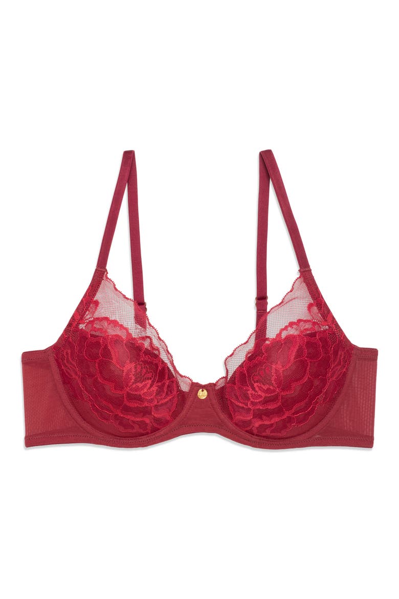 Flora Underwire Contour Bra, Alternate, color, DARK RED/ BONFIRE