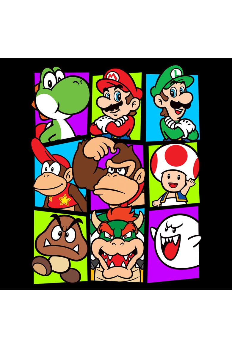 Men's Nintendo Mario Cast  Graphic T-Shirt, Alternate, color, Black