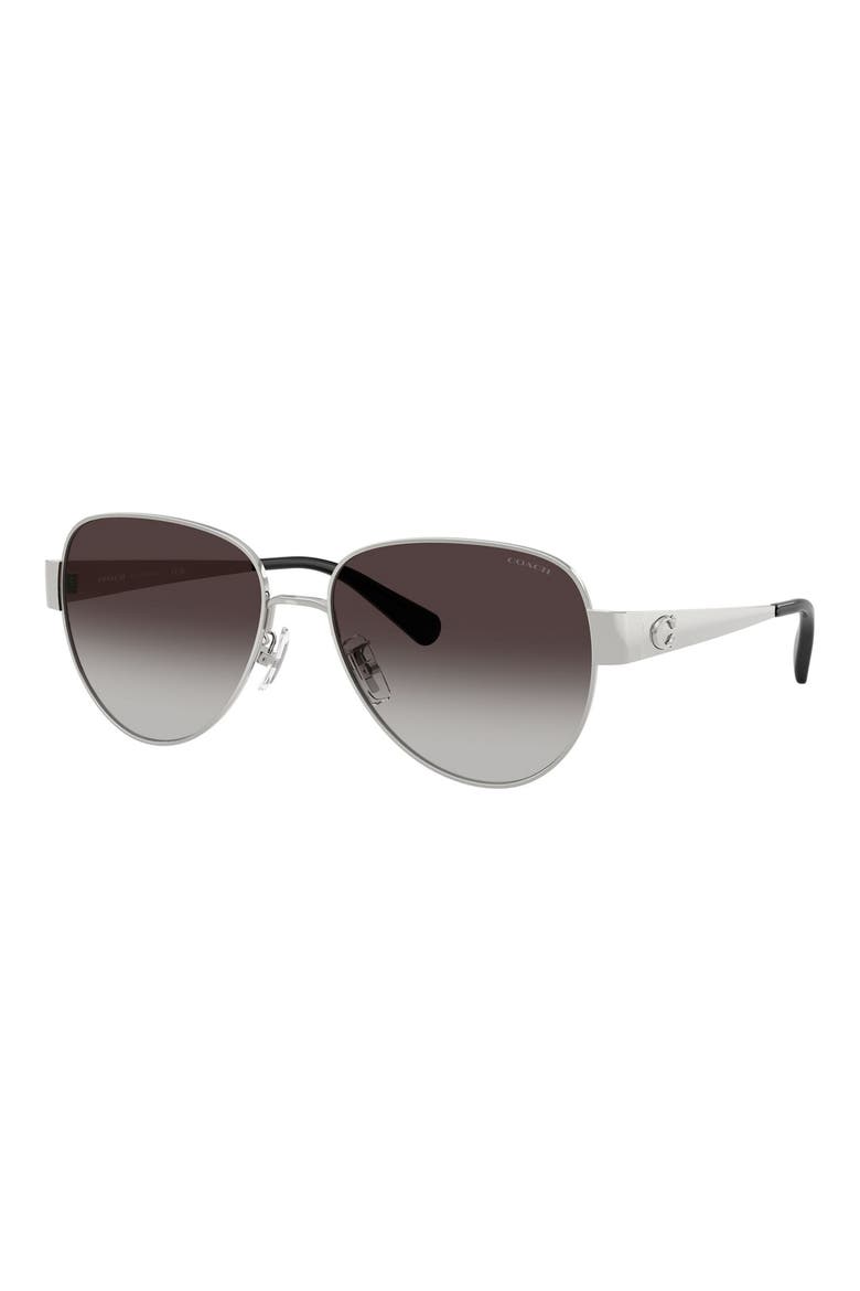 57mm Gradient Pilot Sunglasses, Alternate, color, SHINY SILVER / GREY GRADIENT