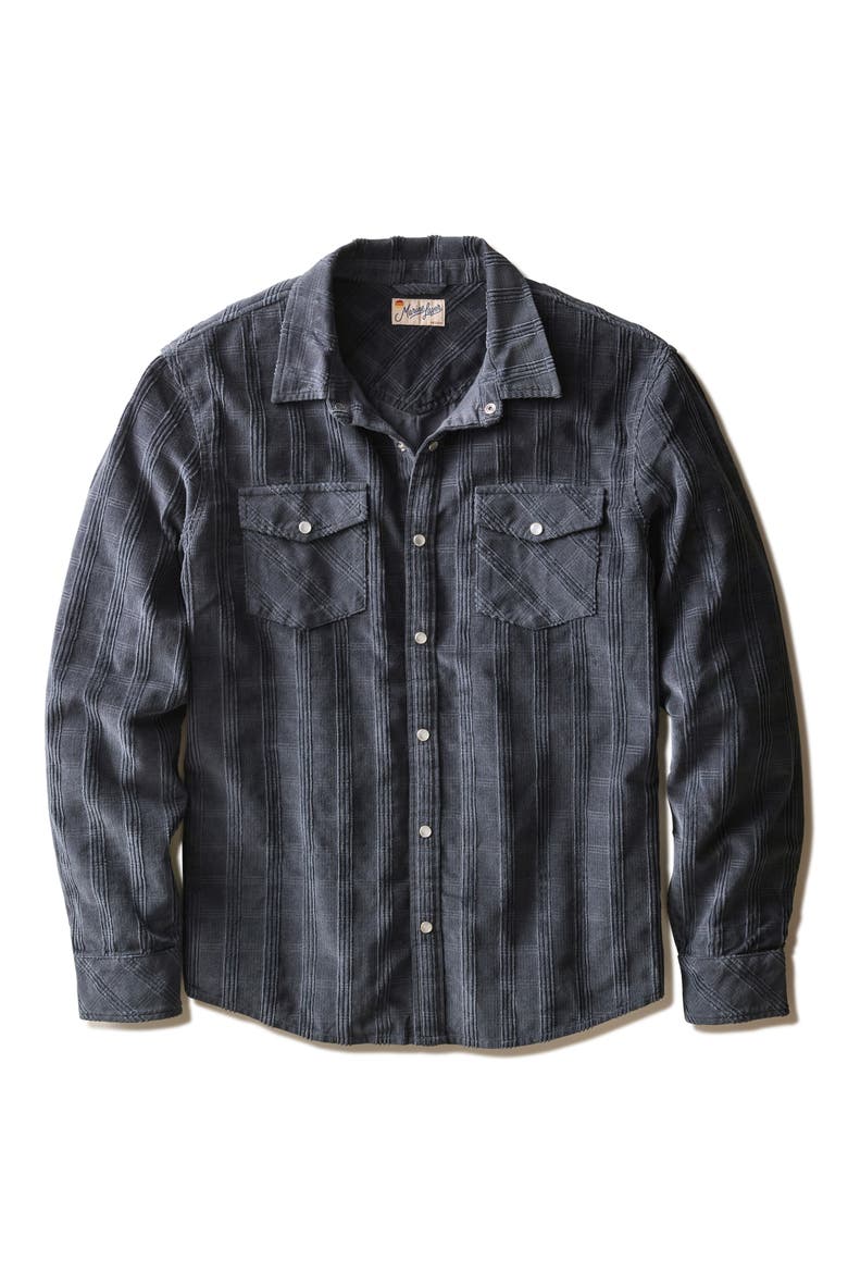 The Clark Check Cotton Corduroy Snap-Up Western Shirt, Alternate, color, NAVY