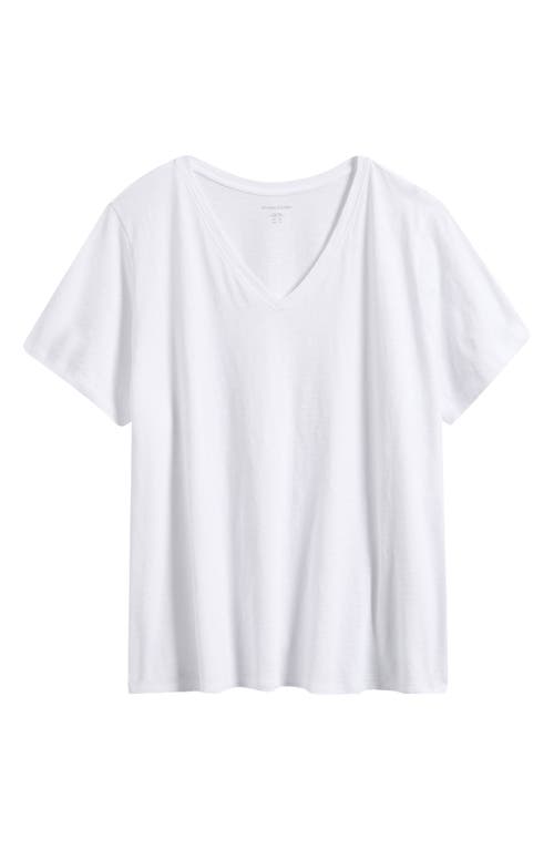 Eileen Fisher Easy V-neck Organic Cotton T-shirt In White