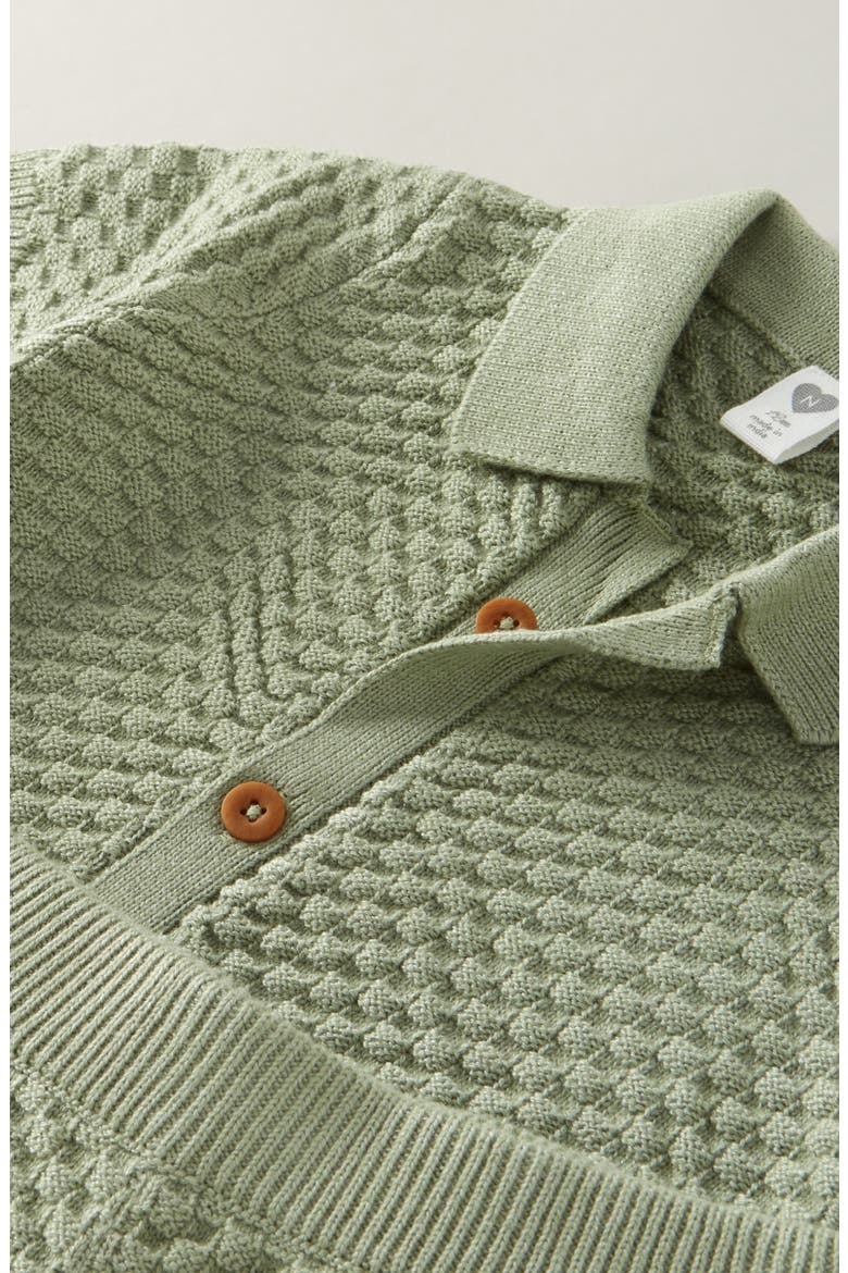 Short Sleeve Knit Button-Up Shirt & Shorts Set, Alternate, color, GREEN RESEDA