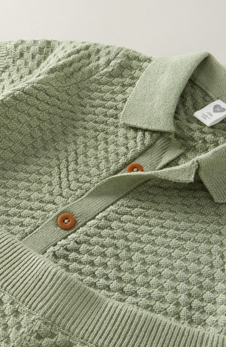 Nordstrom Short Sleeve Knit Button-Up Shirt & Shorts Set, Alternate, color, Green Reseda
