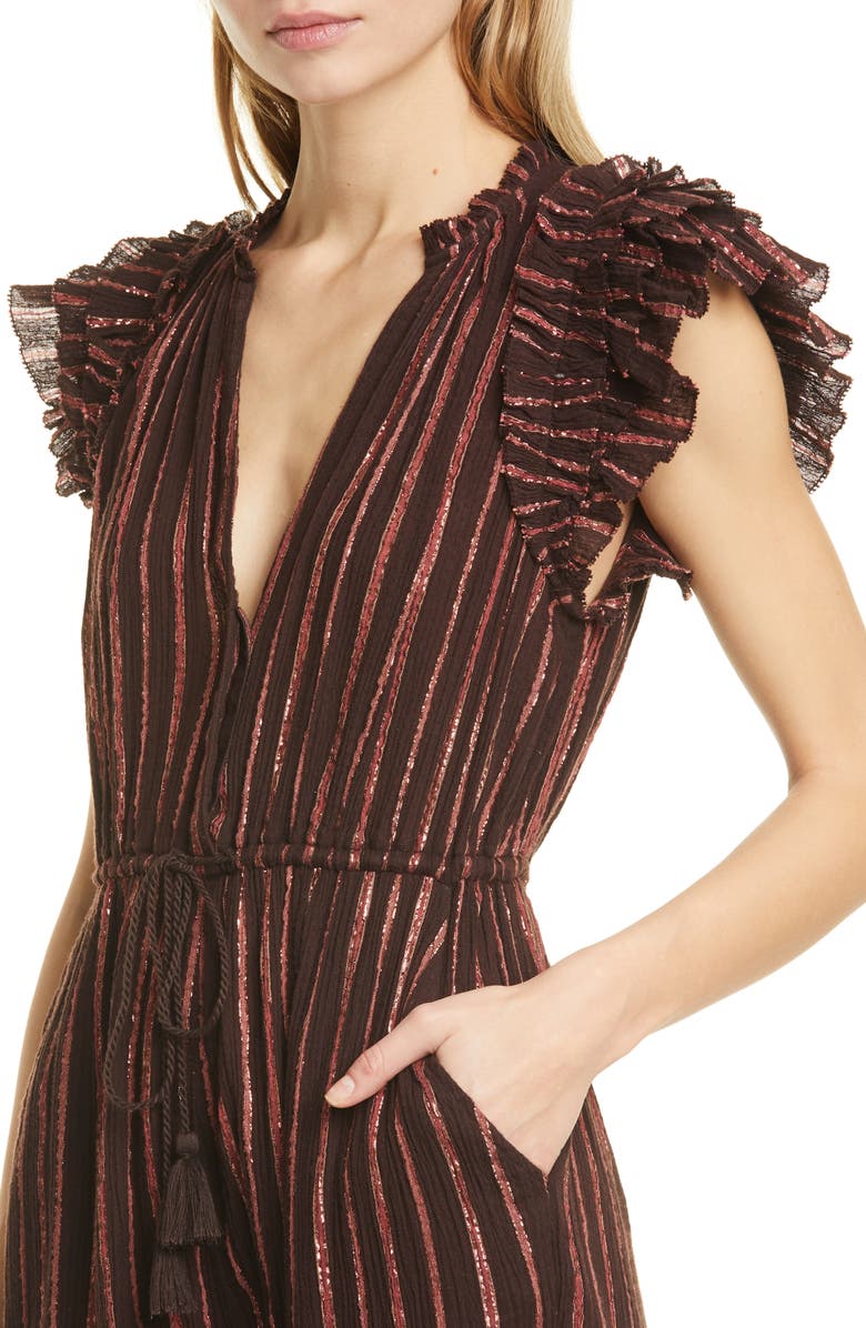 Ulla Johnson Elio Metallic Stripe Jumpsuit, Alternate, color, 