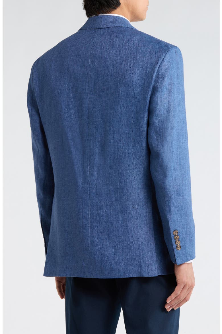 Linen Two-Button Sport Coat, Alternate, color, BLUE HERRINGBONE