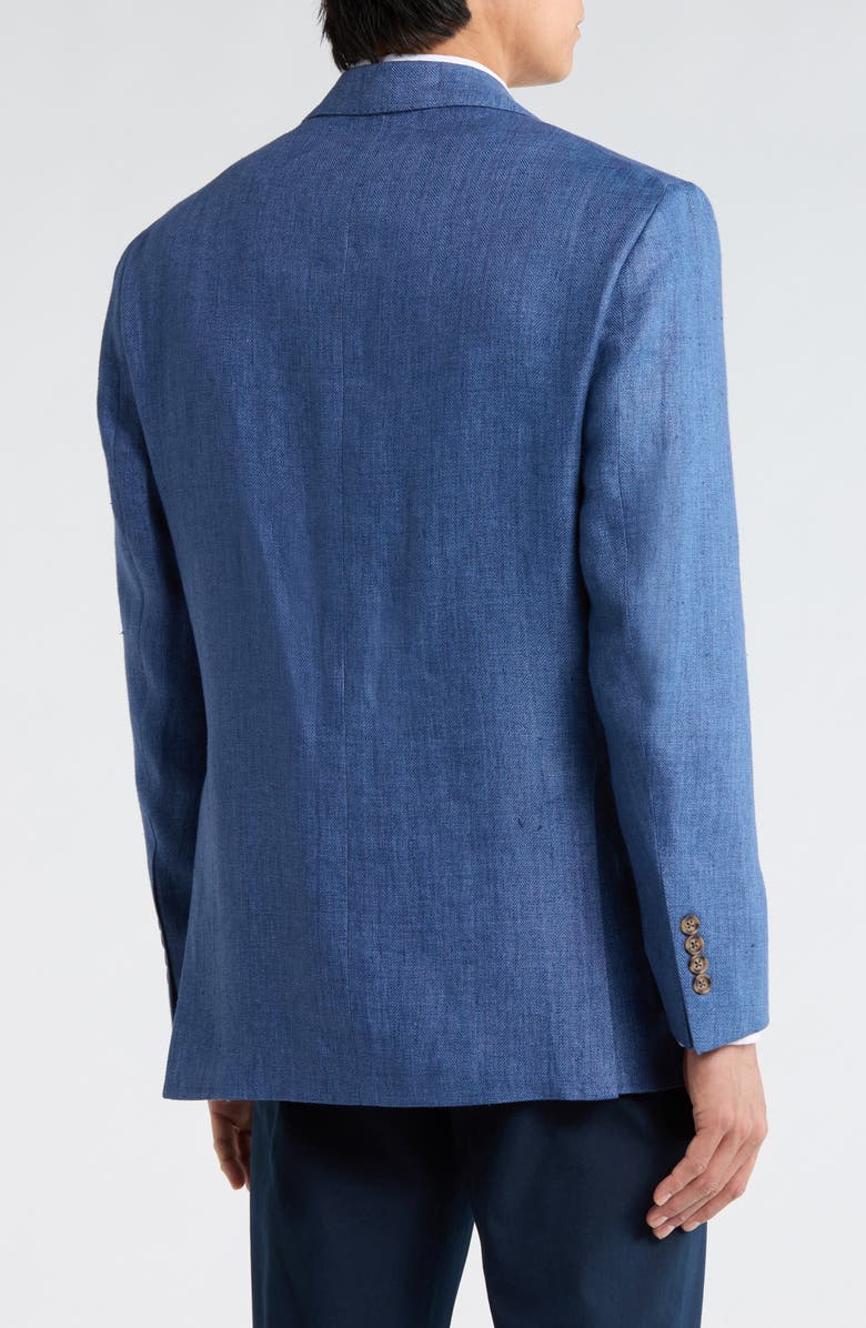 Brooks Brothers Linen Two-Button Sport Coat, Alternate, color, Blue Herringbone
