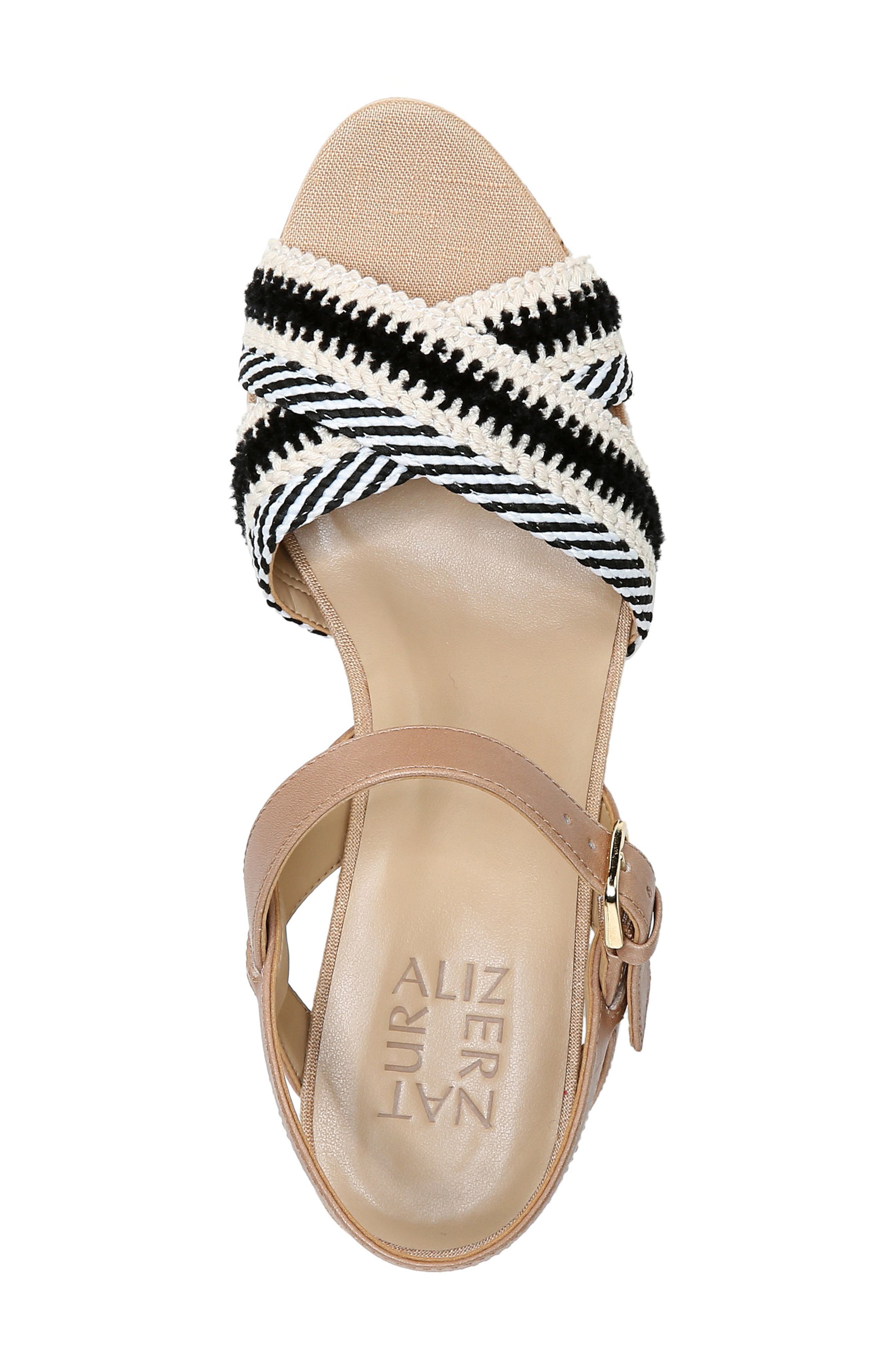 Zia Platform Wedge Sandal, Alternate, color, BLACK/ WHITE