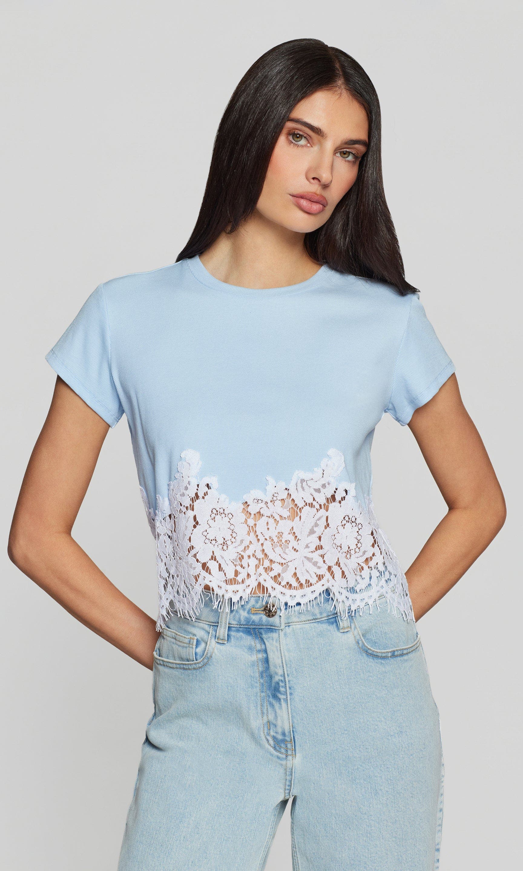 Paige Rib Lace Combo Top