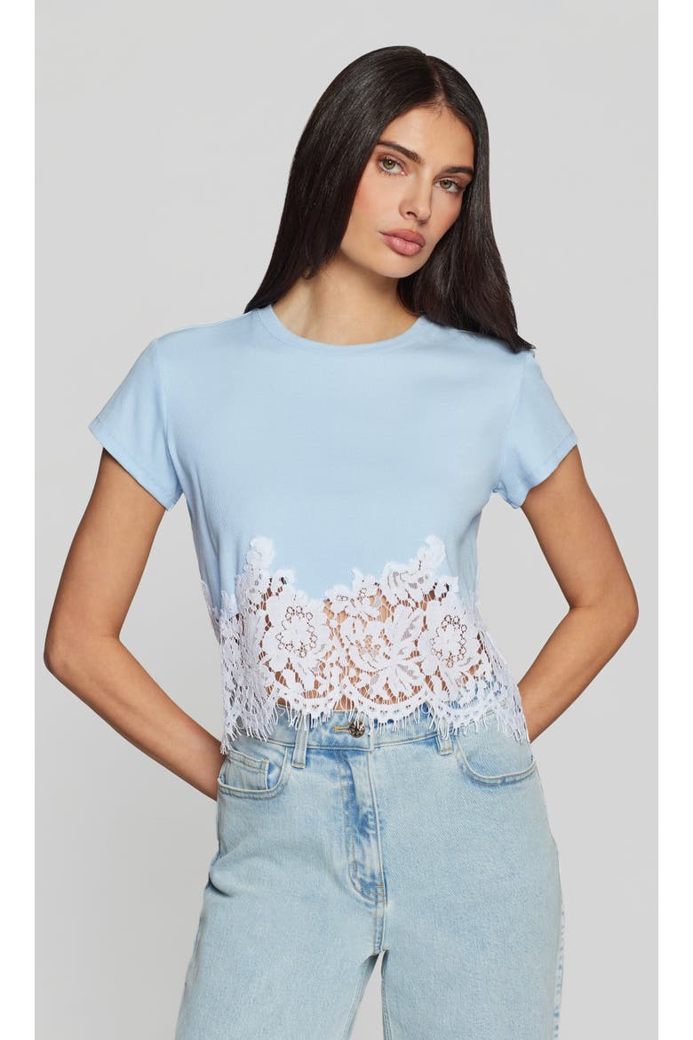 Paige Rib Lace Combo Top, Main, color, Blue