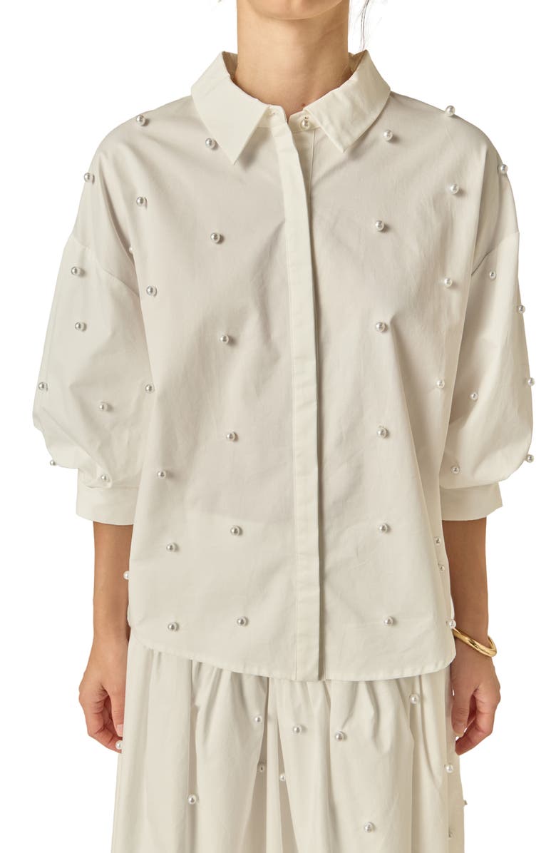 English Factory Pearly Shirt, Main, color, White