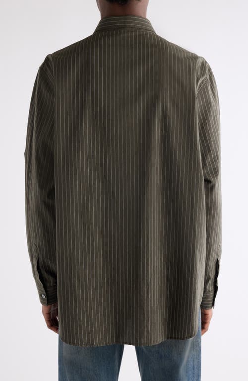 Acne Studios Sarow Stripe Poplin Button-up Shirt In Green