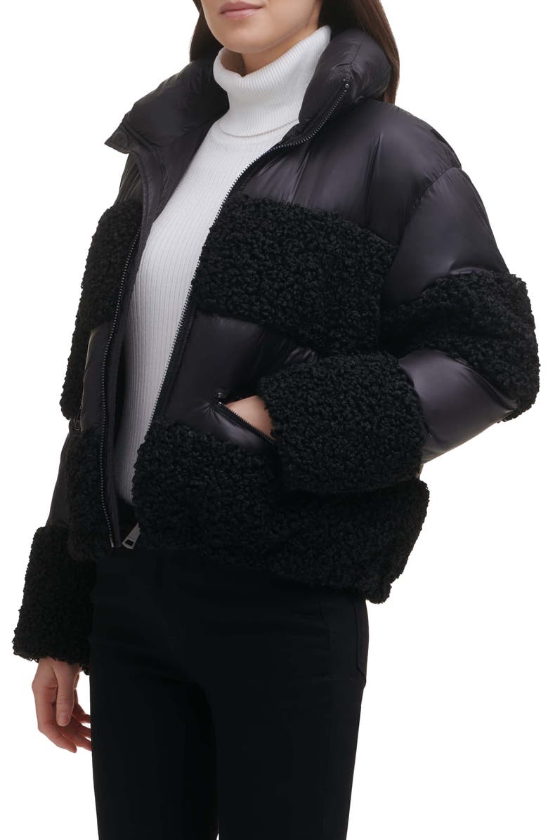 DKNY Teddy Faux Fur Puffer Jacket, Main, color, 