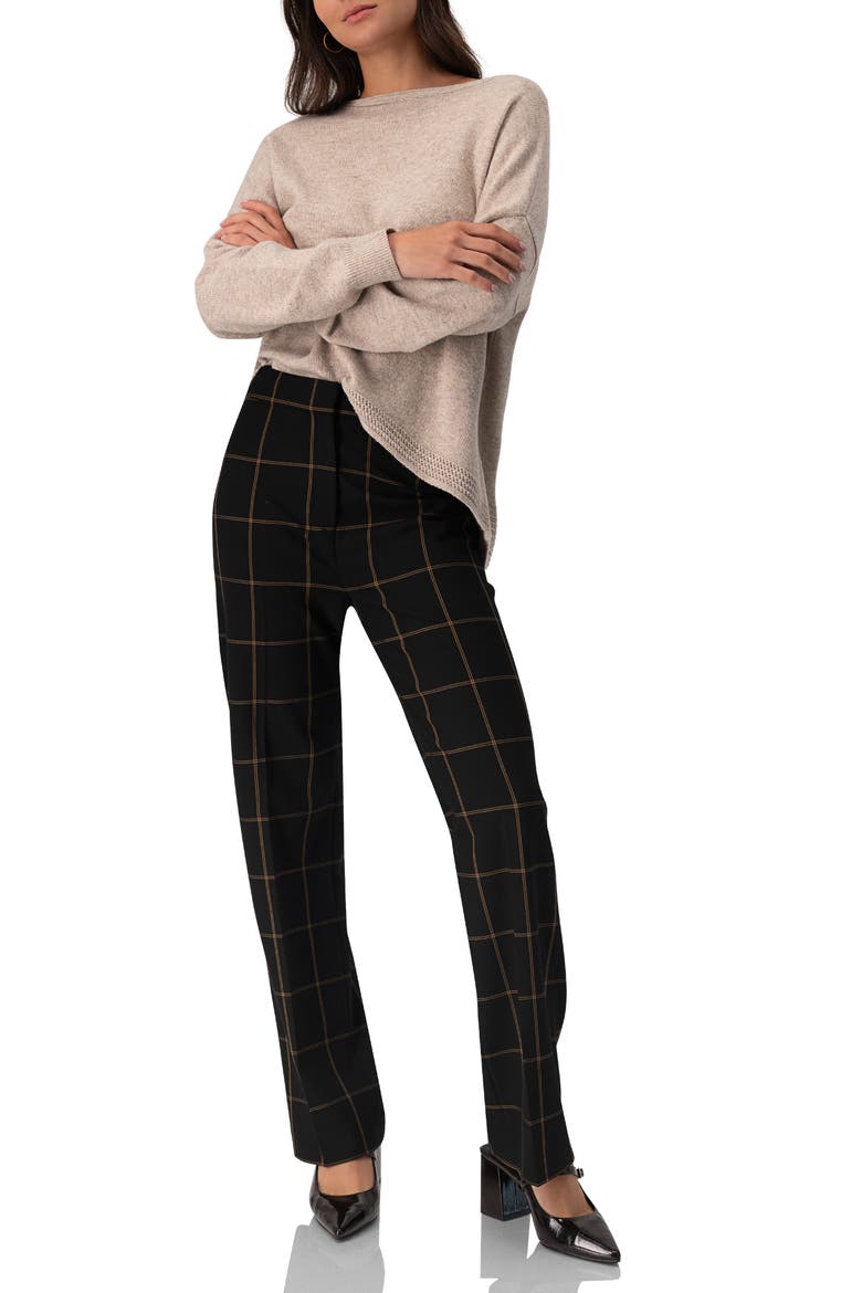 Black Tailored Straight-Leg Trousers, Alternate, color, Black