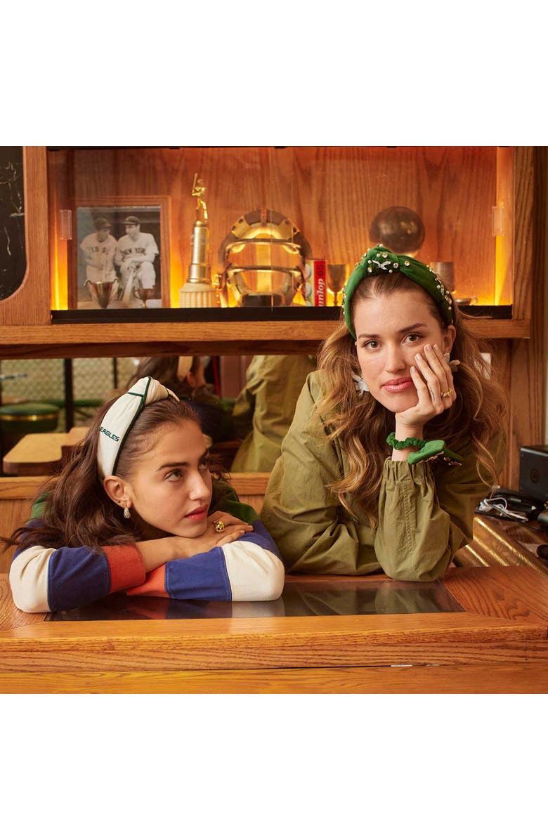 Lele Sadoughi Philadelphia Eagles Embroidered Knotted Headband, Alternate, color, Ivory 100