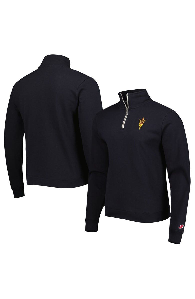 LEAGUE COLLEGIATE WEAR Men's League Collegiate Wear Black Arizona State Sun Devils Stack Essential Lightweight Fleece Quarter-Zip Sweatshirt, Main, color, 