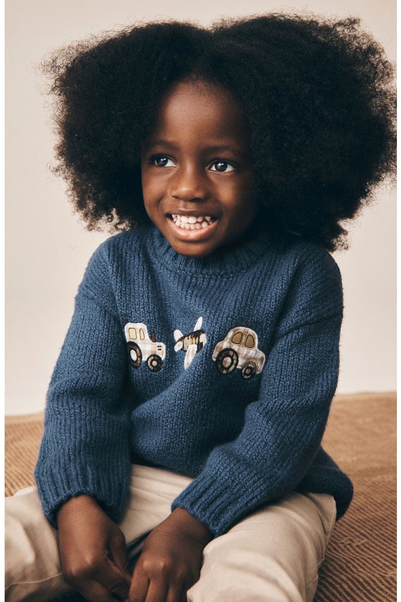 Kids' Transport Embroidered Sweater, Alternate, color, BLUE