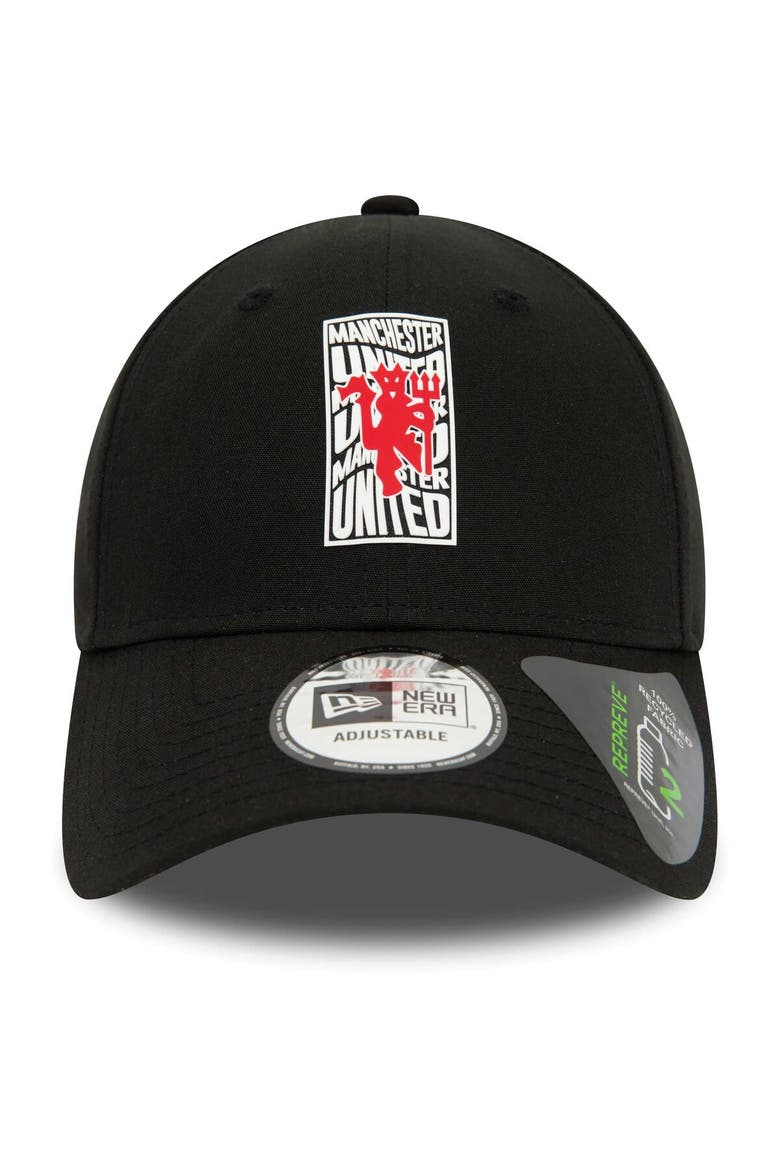 Men's New Era Black Manchester United Wordmark Repreve 9FORTY Adjustable Hat, Alternate, color, Black