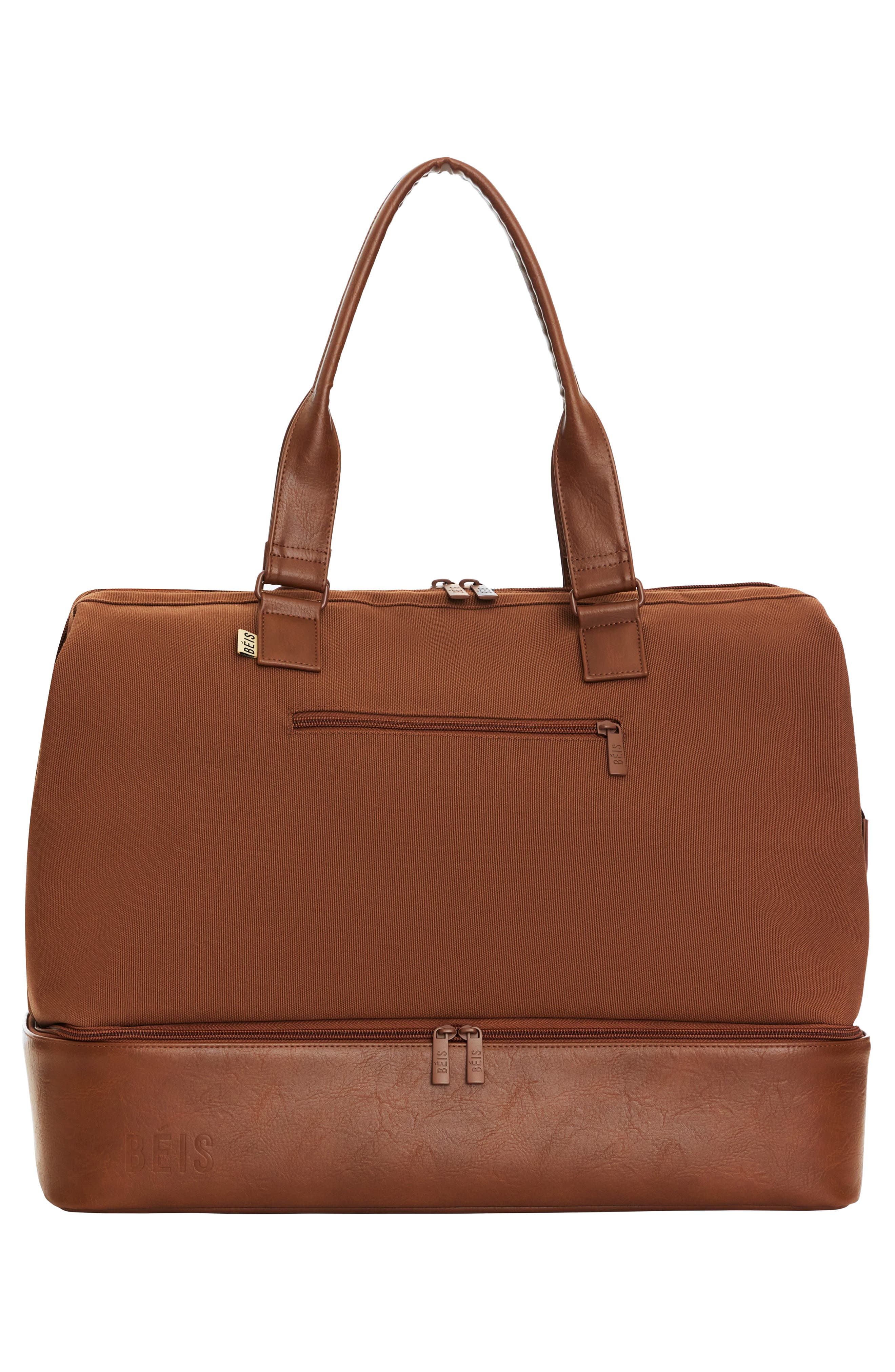 Béis The Weekender Canvas & Faux Leather Bag, Alternate, color, 