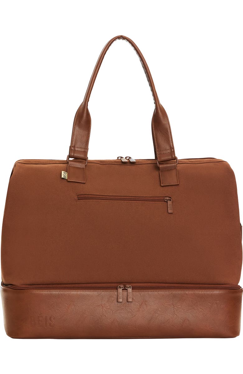 Béis The Weekender Canvas & Faux Leather Bag, Alternate, color,