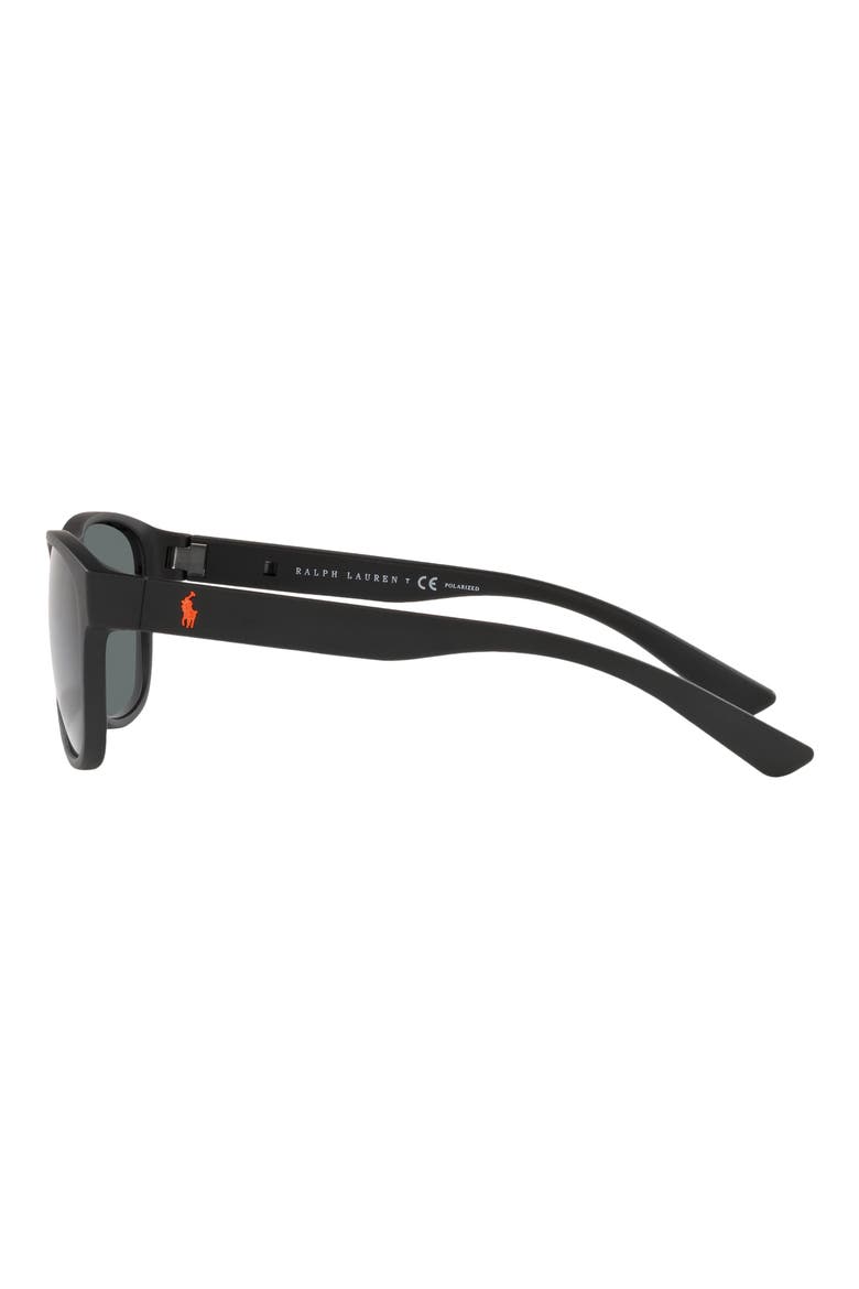 56mm Polarized Pillow Sunglasses, Alternate, color, MATTE BLACK / POLAR DARK GREY