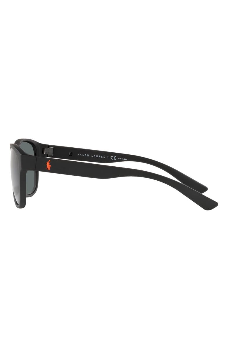 Polo Ralph Lauren 56mm Polarized Pillow Sunglasses, Alternate, color, Matte Black / Polar Dark Grey