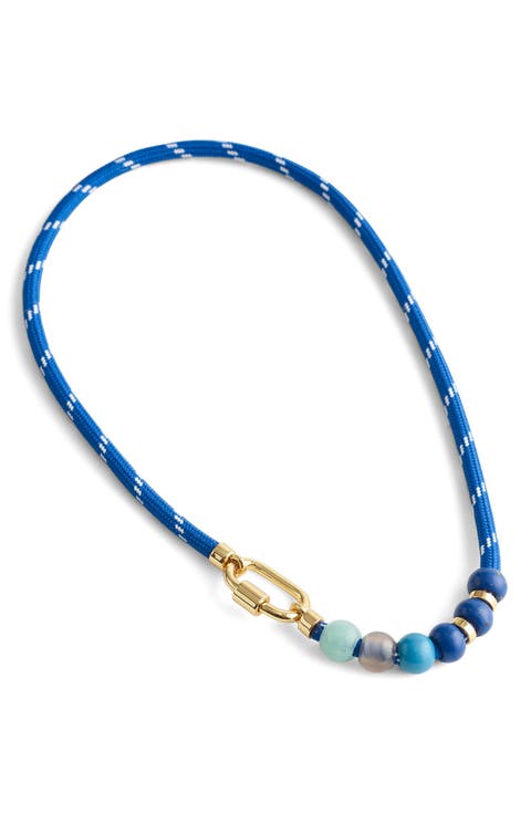 Semiprecious Beaded Carabiner Paracord Necklace