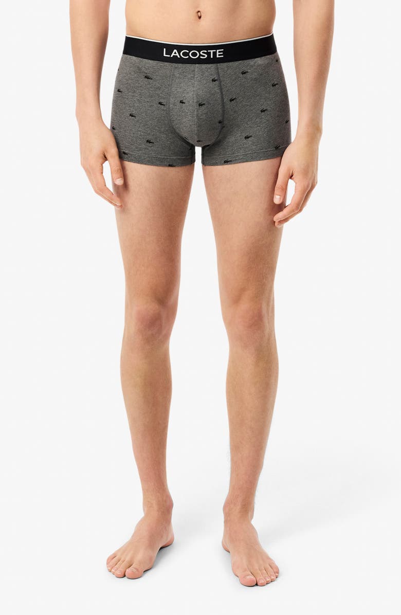 Lacoste Assorted 3-Pack Stretch Cotton Trunks, Alternate, color, Black/ Grey Chine/ Silver