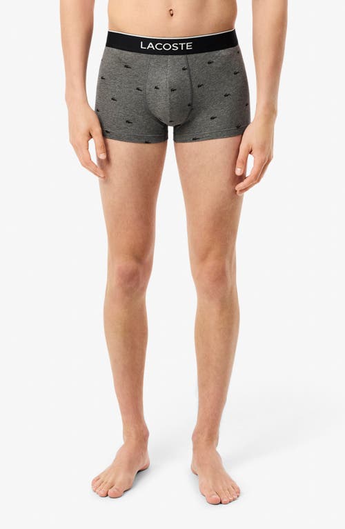 Lacoste Assorted 3-pack Stretch Cotton Trunks In Gray