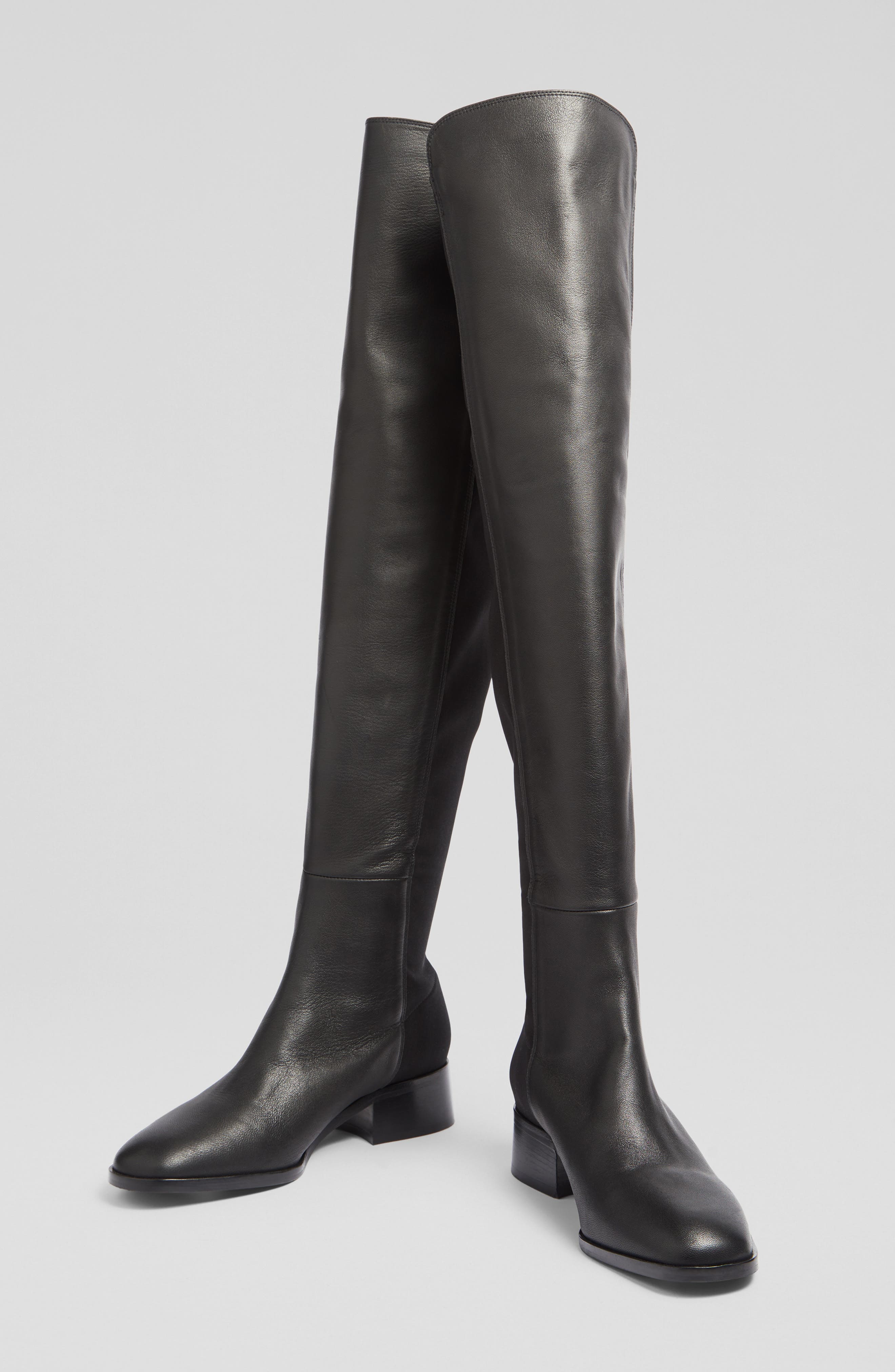 Dukely Stretch Over the Knee Leather Boot, Alternate, color, BLA-BLACK