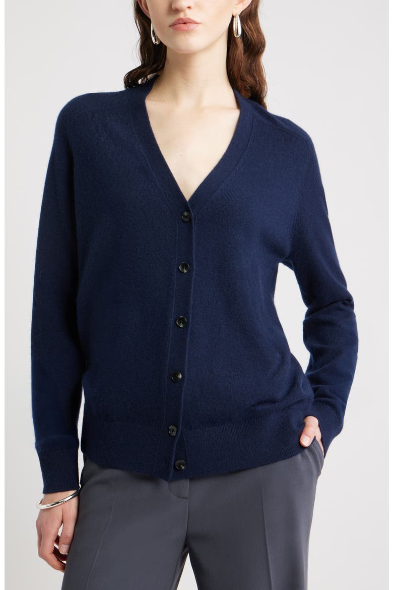Cashmere V-Neck Cardigan, Main, color, NAVY NIGHT