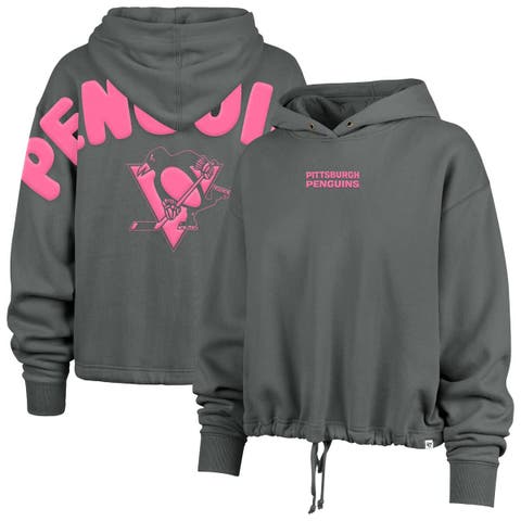Women's '47 Gray Pittsburgh Penguins Bright Side Venice Cropped Pullover Hoodie