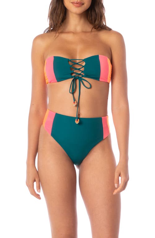 Maaji Verdant Breeze Nomad Multifit Reversible Bikini Top In Green