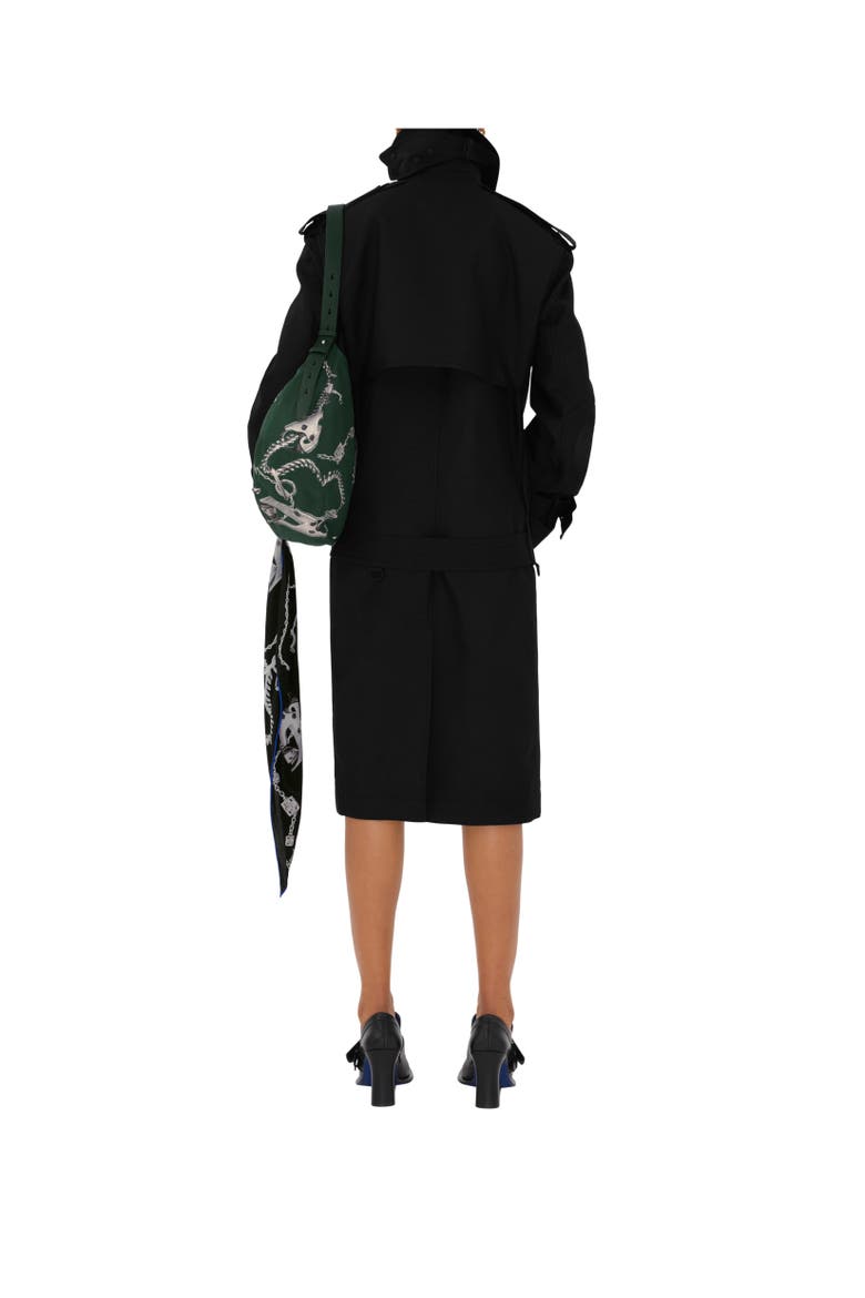 Long Silk Blend Trench Coat, Alternate, color, Black