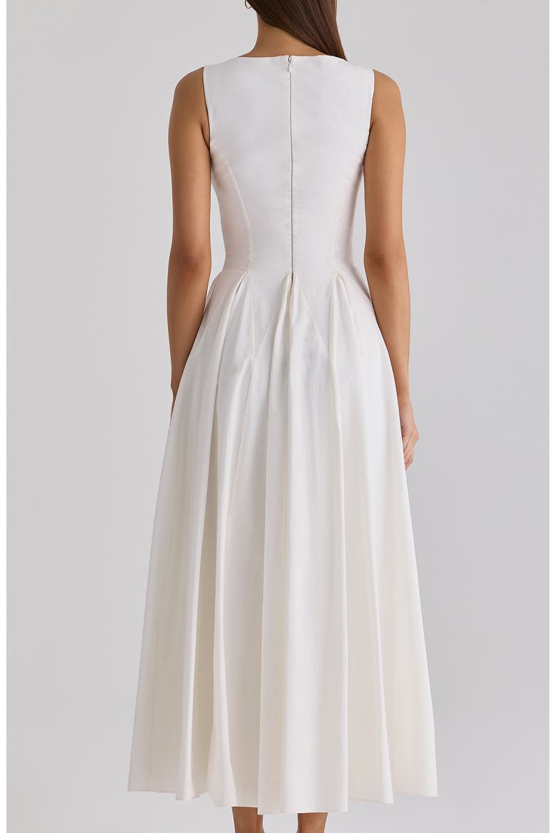 Azalina Pleated Cotton Midi Dress, Alternate, color, WHITE