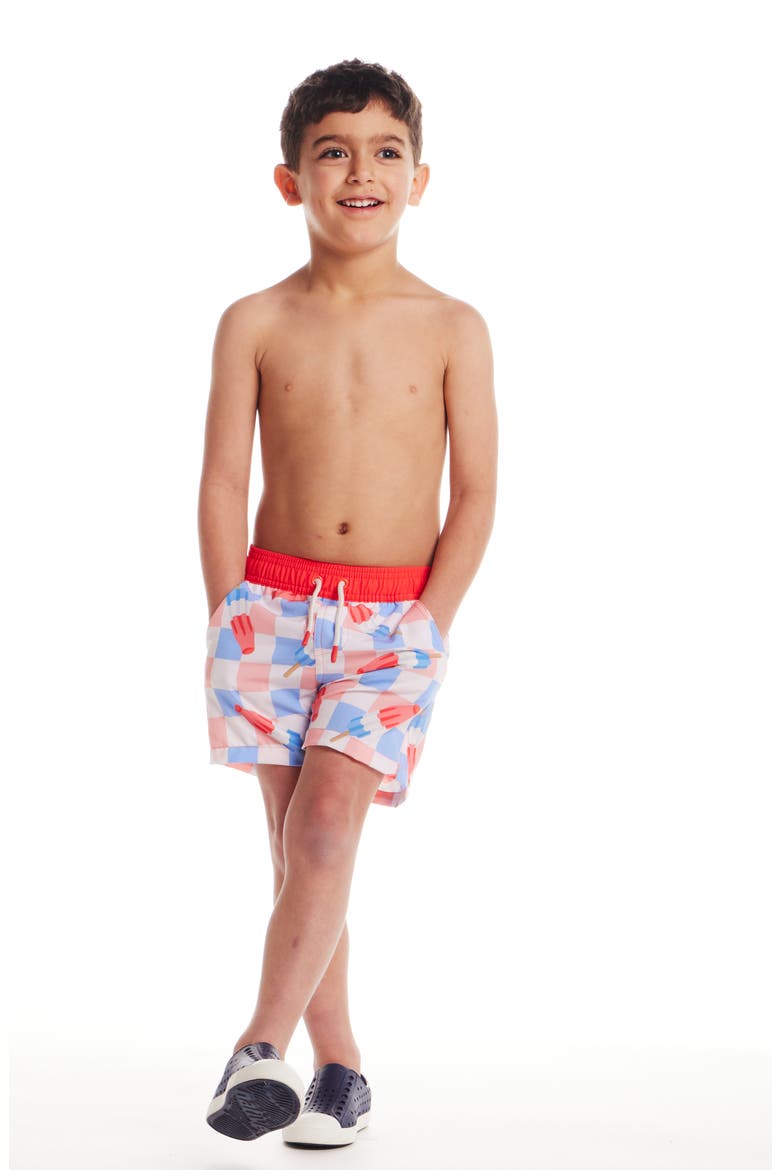 Kids' Print Swim Trunks, Alternate, color, ICE POP
