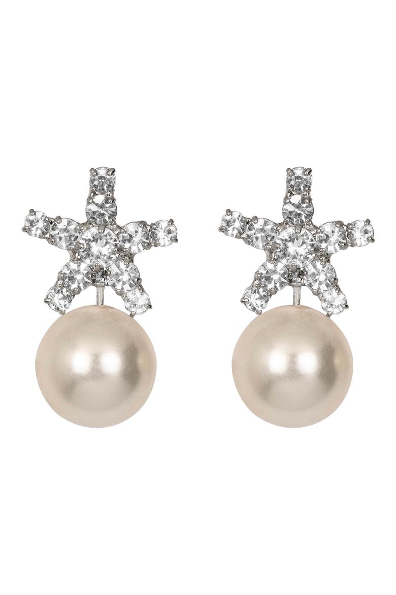 Novella Faux Pearl Drop Earrings, Main, color, CRYSTAL PEARL